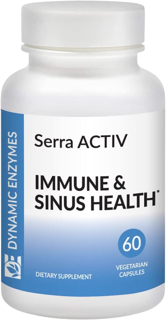 120,000 SPU Serrapeptase Enzymes - 60 Vegan Capsules for Sinus & Heart Health - Acid-Resistant Formula - Immune & Systemic Support