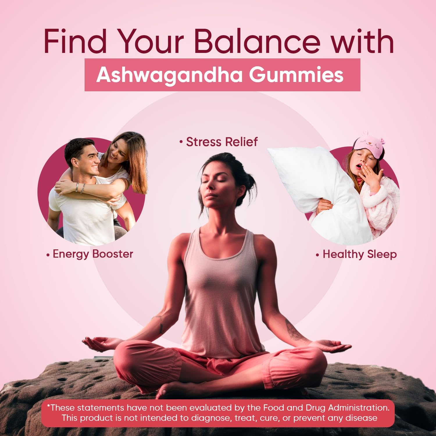 1200mg Ashwagandha Gummies for Women & Men - Raspberry Flavored - Boost Energy, Improve Sleep, Reduce Stress - 2 Month Supply - Gluten-Free Vegan Formula