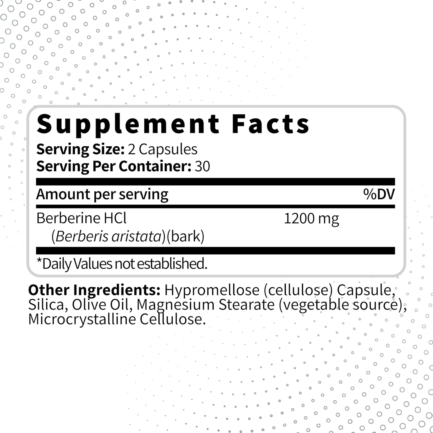 1200mg Berberine HCL Capsules - Type Zero Clean, Non-GMO, Gluten Free Supplement