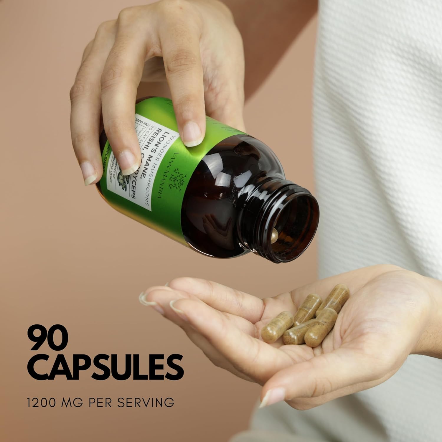 1200mg Lion's Mane Mushroom Supplement - 90 Vegan Capsules - Enhances Memory, Focus, and Cognitive Function - Natural Brain Health Formula for Mental Clarity