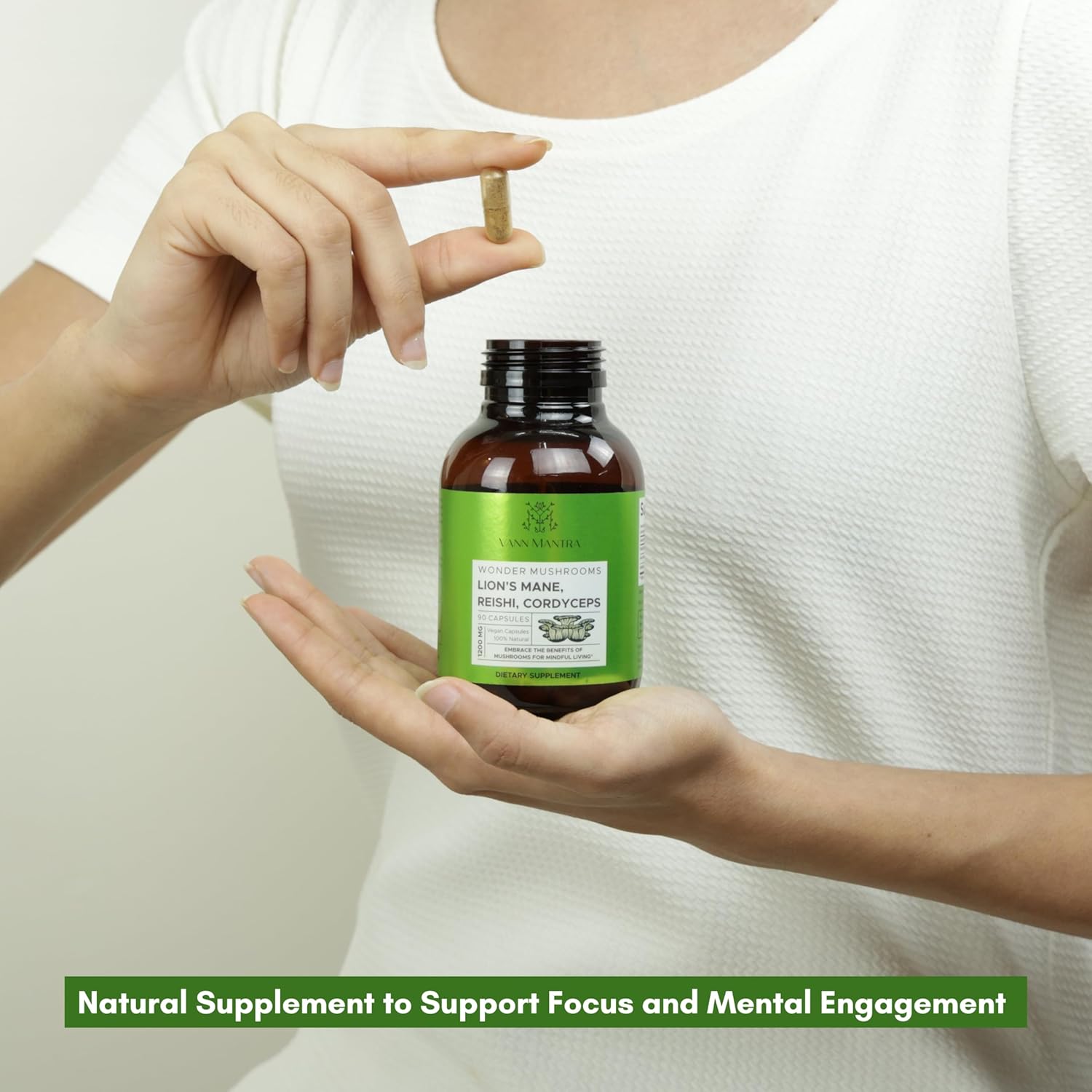 1200mg Lion's Mane Mushroom Supplement - 90 Vegan Capsules - Enhances Memory, Focus, and Cognitive Function - Natural Brain Health Formula for Mental Clarity