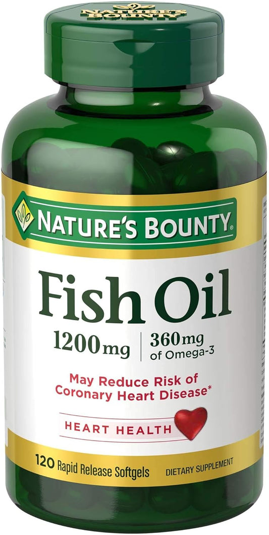 1200mg Nature's Bounty Fish Oil Softgels for Heart Health - 120 Count - BoostGo Australia