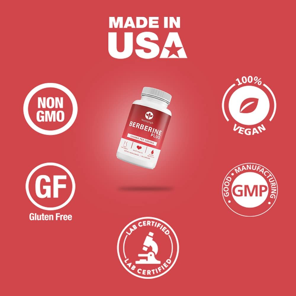 1200mg Nutriumph Berberine Supplement with Royal Jelly for Immune Support and Metabolic Function - 120 Capsules