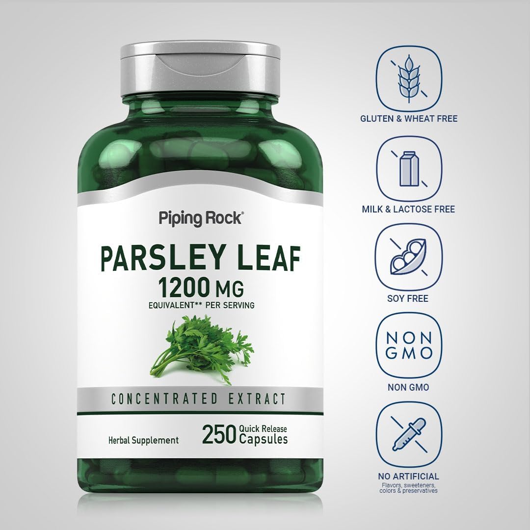 1200mg Parsley Leaf Capsules - 250 Pills, Herbal Extract, Non GMO & Gluten Free Supplement