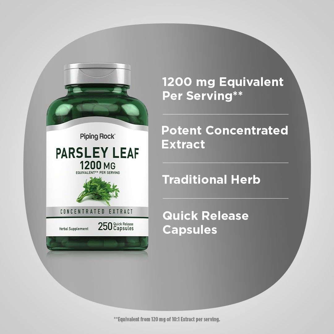 1200mg Parsley Leaf Capsules - 250 Pills, Herbal Extract, Non GMO & Gluten Free Supplement