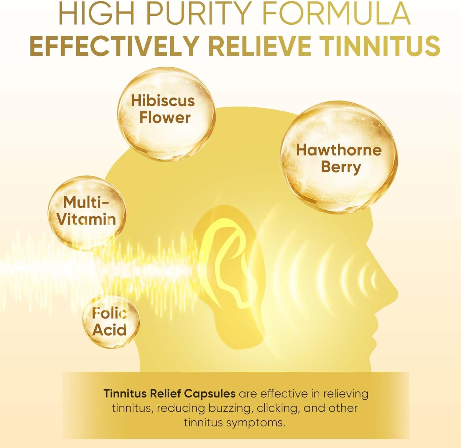 1200MG Tinnitus Relief Caplets with Flavonoids & Vitamin C for Ear Health
