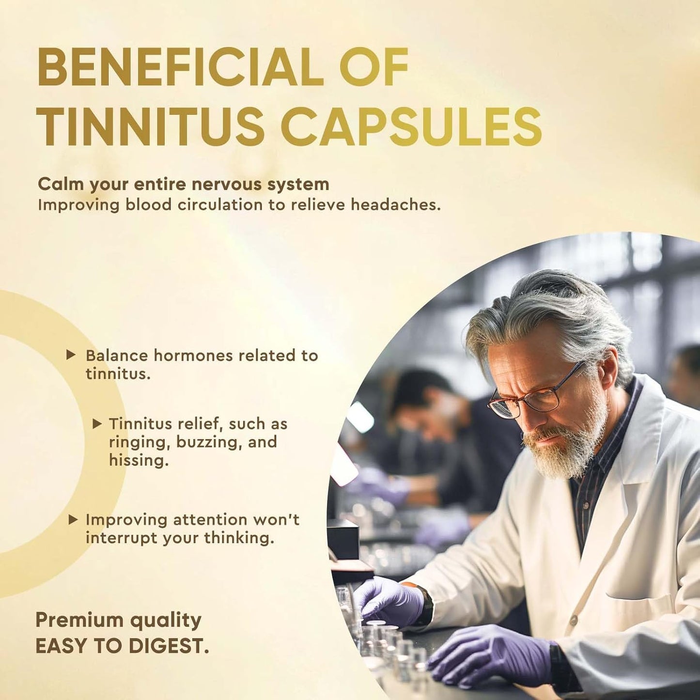 1200MG Tinnitus Relief Caplets with Flavonoids & Vitamin C for Ear Health