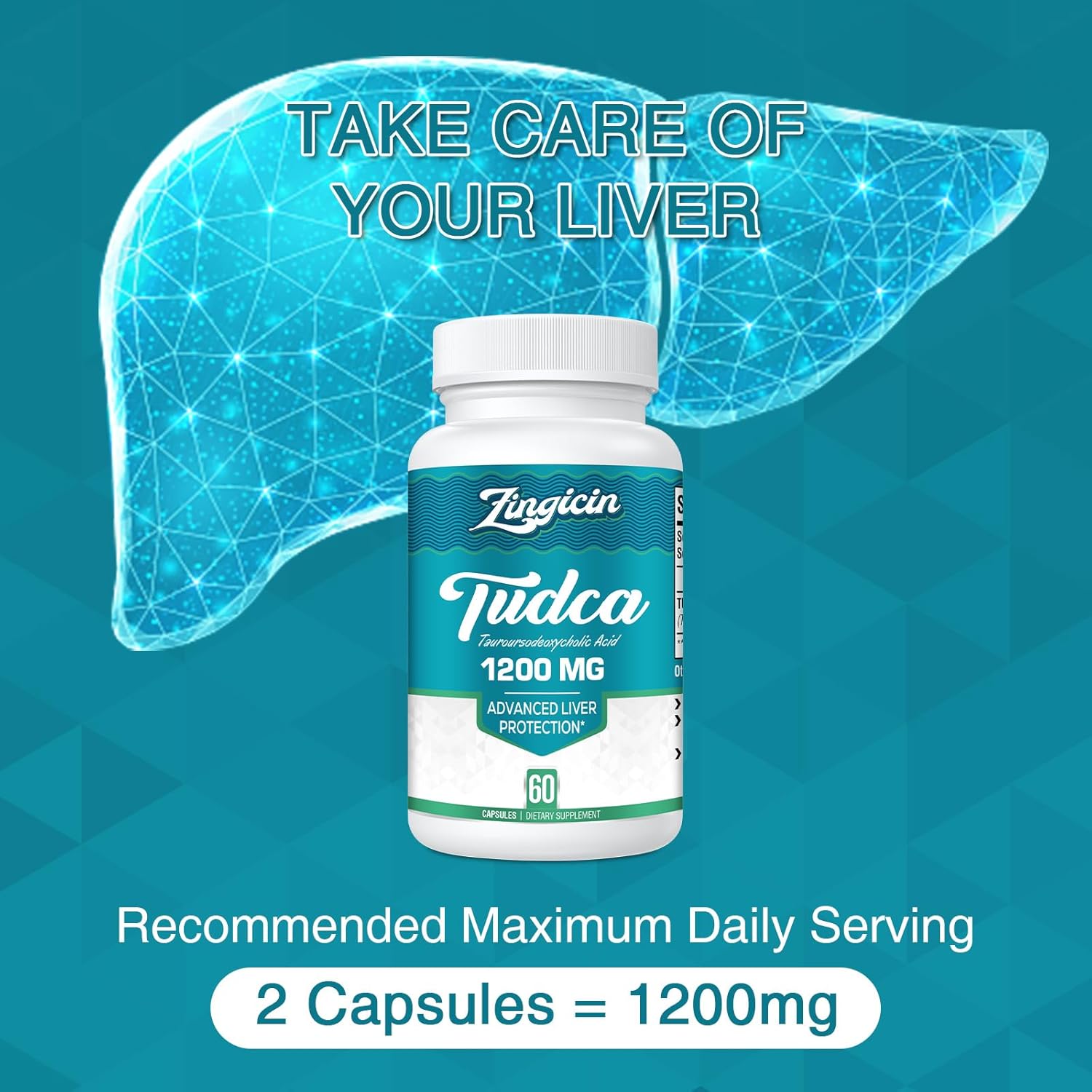 1200mg Zingicin TUDCA Supplement - 120 Veggie Capsules for Liver and Digestion - BoostGo Australia