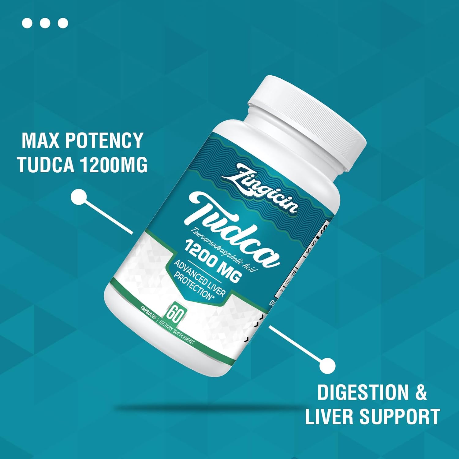 1200mg Zingicin TUDCA Supplement - 600 Veggie Capsules for Liver Health & Digestion