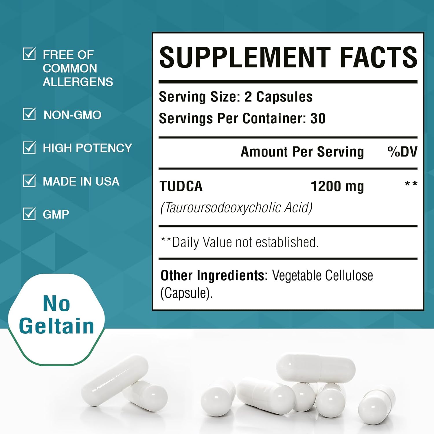 1200mg Zingicin TUDCA Supplement - 600 Veggie Capsules for Liver Health & Digestion