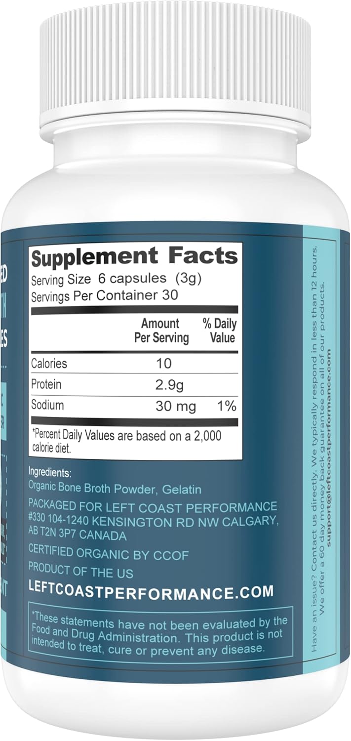 120ct Multi Collagen Capsules with Biotin & 180ct Organic Bone Broth Capsules by Left Coast Performance