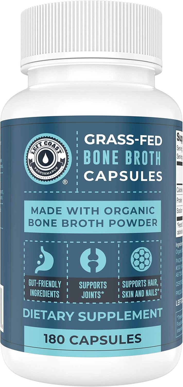 120ct Multi Collagen Capsules with Biotin & 180ct Organic Bone Broth Capsules by Left Coast Performance