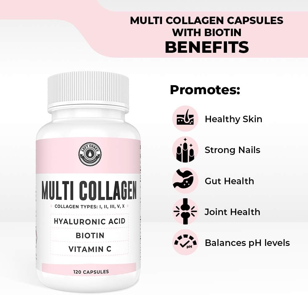 120ct Multi Collagen Capsules with Biotin & 180ct Organic Bone Broth Capsules by Left Coast Performance