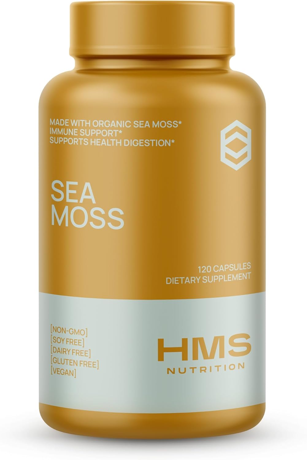 120ct Organic Sea Moss, Bladderwrack, and Burdock Vegetable Capsules - 2 Month Supply by HMS Nutrition