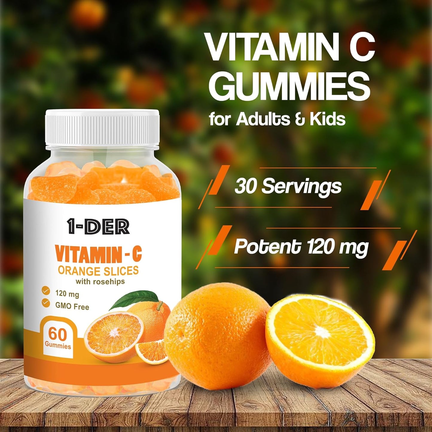 120mg Vitamin C Gummies for Immune Support - Orange Flavored | Boost Energy & Well-Being - Non-GMO, Gluten-Free | 60 Count