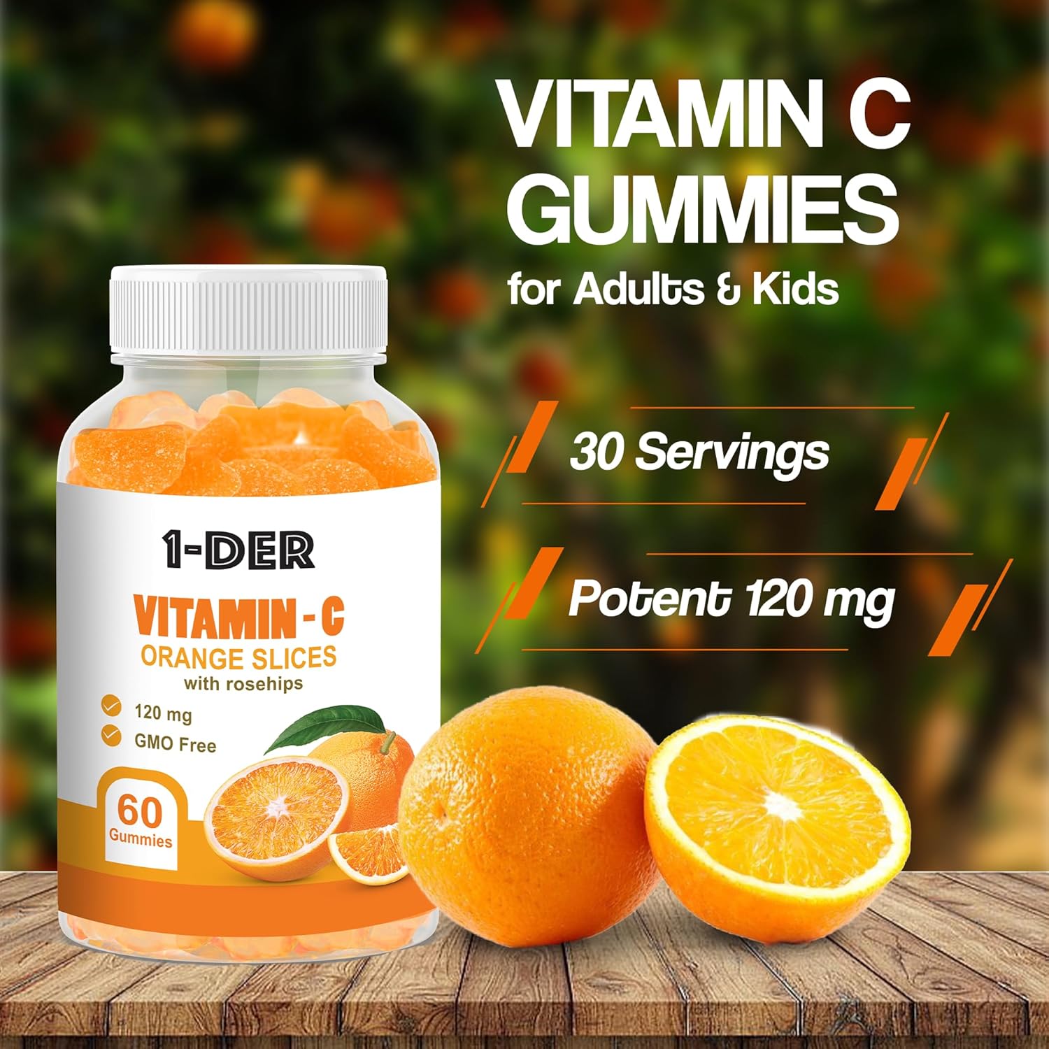 120mg Vitamin C Gummies for Immune Support - Orange Flavored | Boost Energy & Well-Being - Non-GMO, Gluten-Free | 60 Count