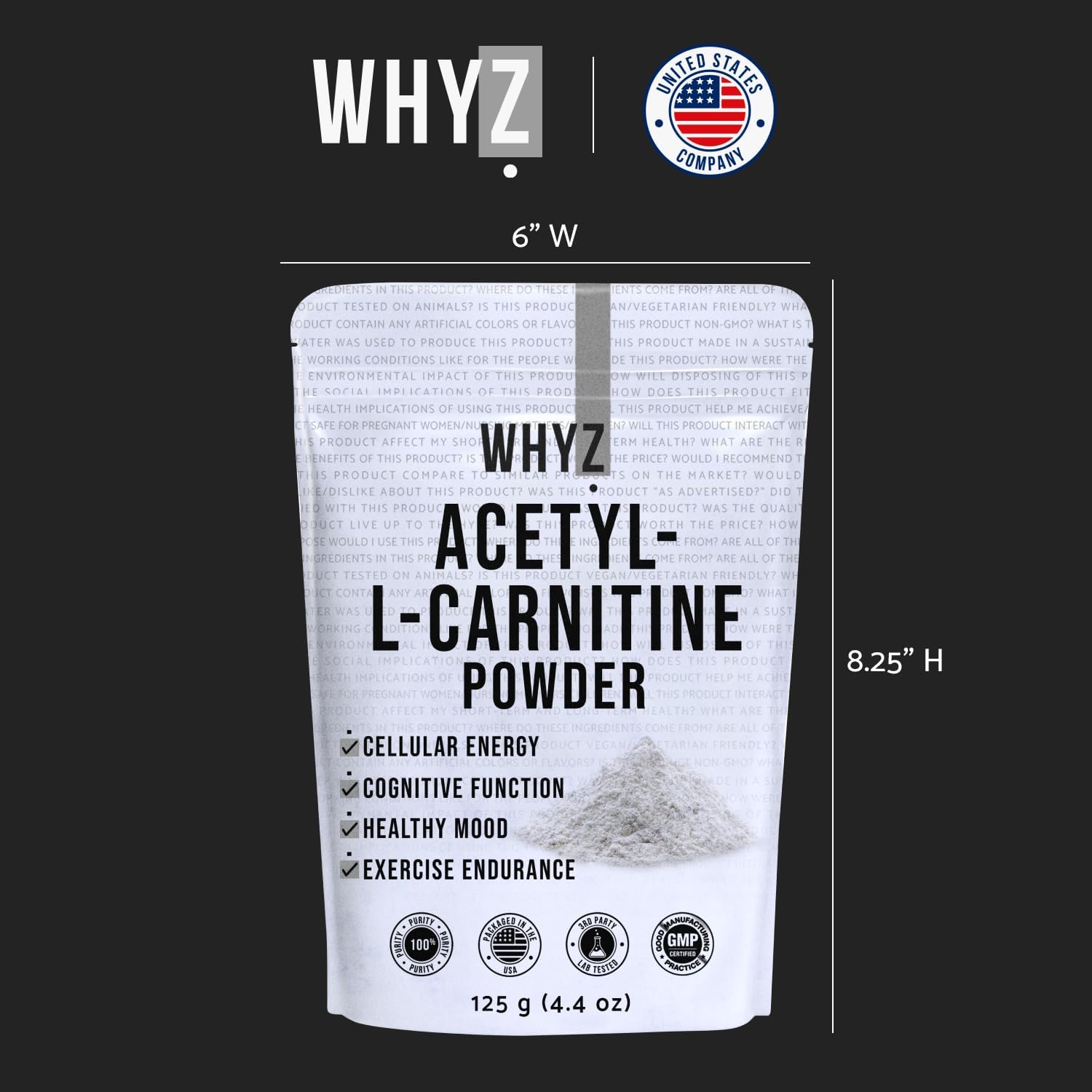 125g Gluten-Free ALCAR Powder for Cognitive Function & Energy - 250 Servings