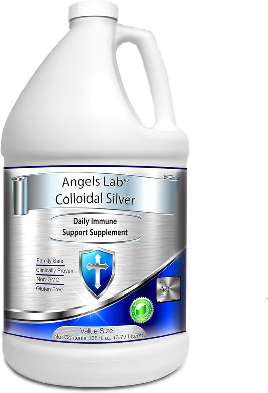 128 fl oz Angels Lab Colloidal Silver Immune Support Liquid - 10 PPM Nano Formula