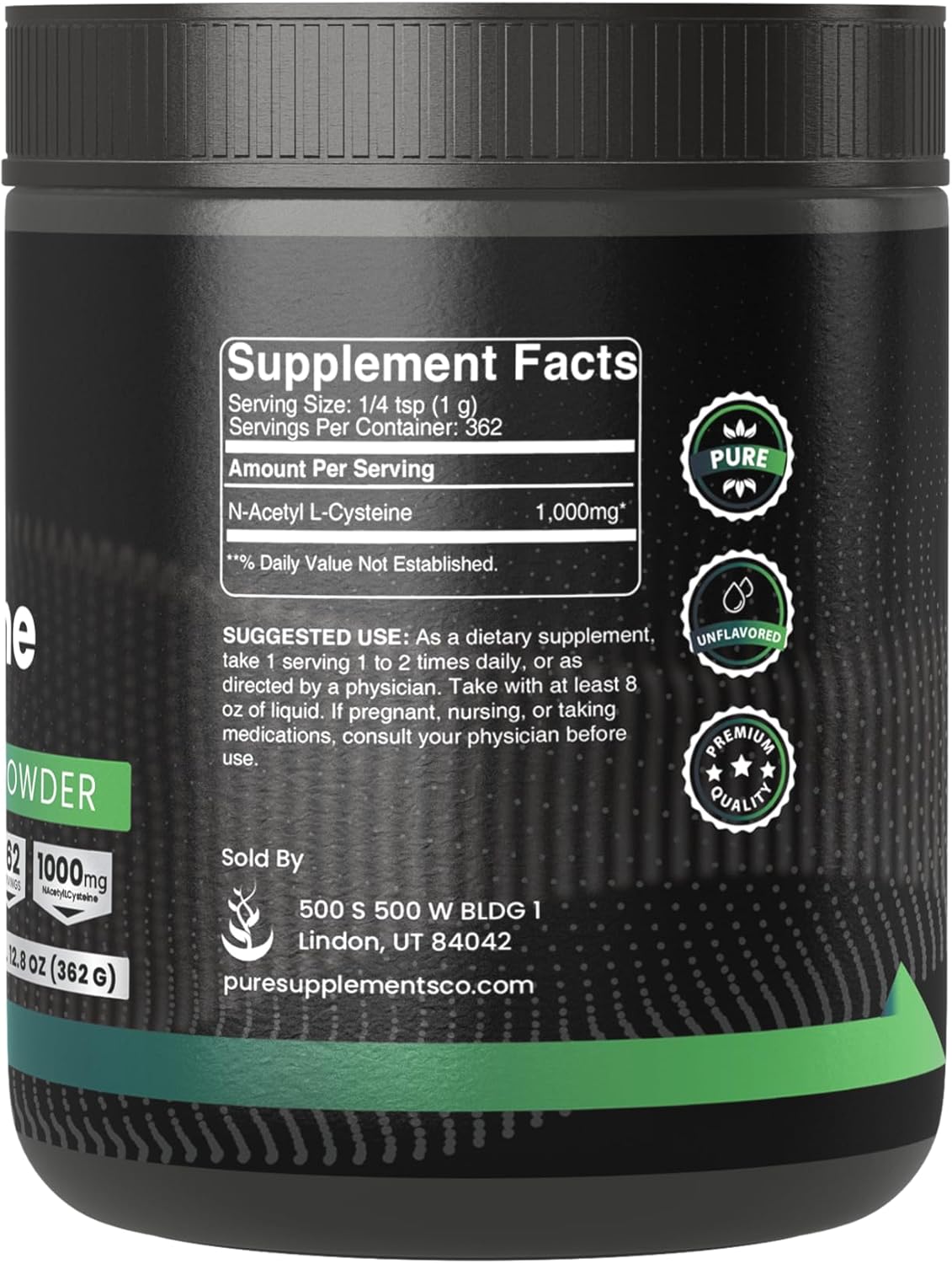 12.8 oz NAC Powder - Pure N-Acetyl L-Cysteine Amino Acid Supplement