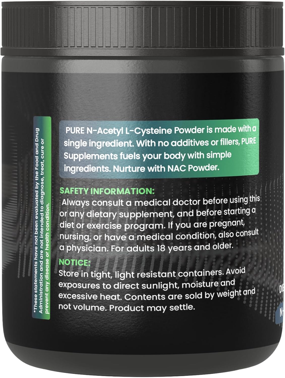 12.8 oz NAC Powder - Pure N-Acetyl L-Cysteine Amino Acid Supplement