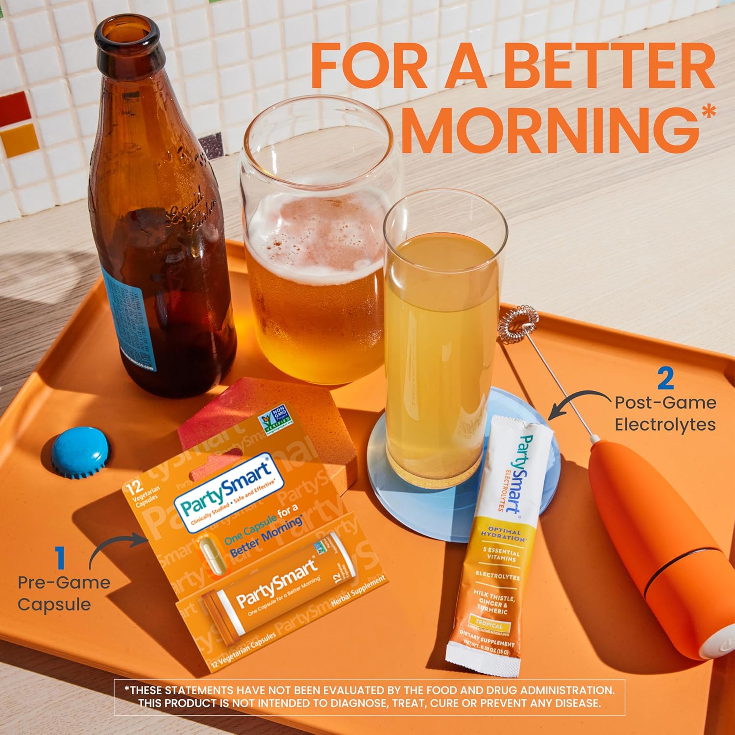 12ct Himalaya PartySmart Capsules & Electrolytes Combo Pack - Double Support for Your Night Out and Next Morning Hydration, Tropical Flavor