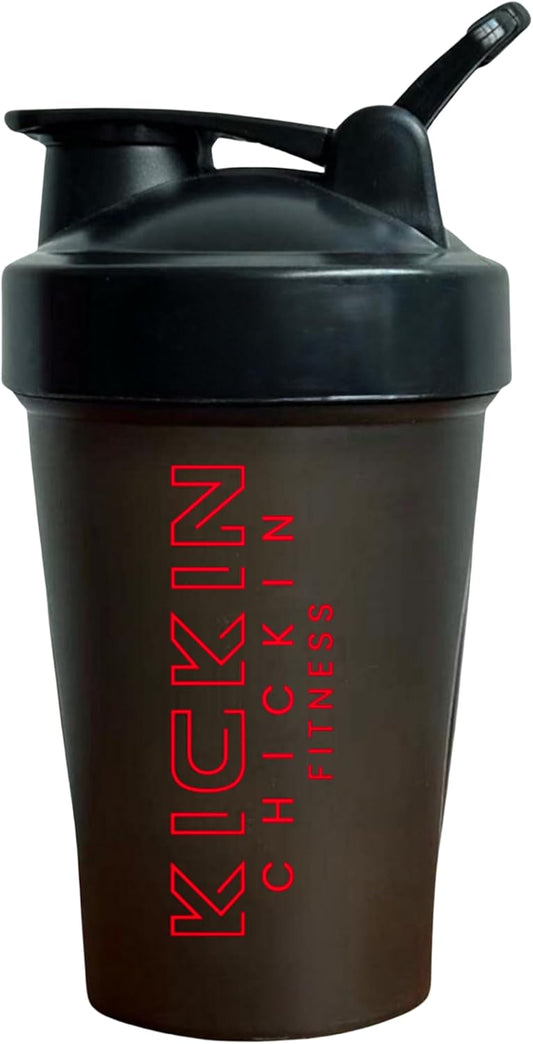 12oz Kickin' Chickin' Shaker Bottle Mixer for Pre and Post Workout - Crimson/Midnight Color Option