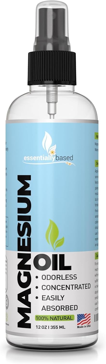 12oz Pure Magnesium Oil Spray for Sleep - Extra Strength Formula with Less Sting and Itch - Natural and Organic - Made in USA
