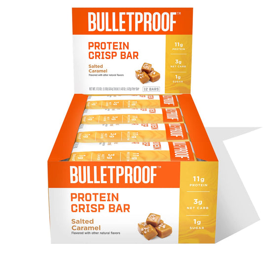 12pk Bulletproof Salted Caramel Protein Crisp Bars - High Protein, Low Sugar Option