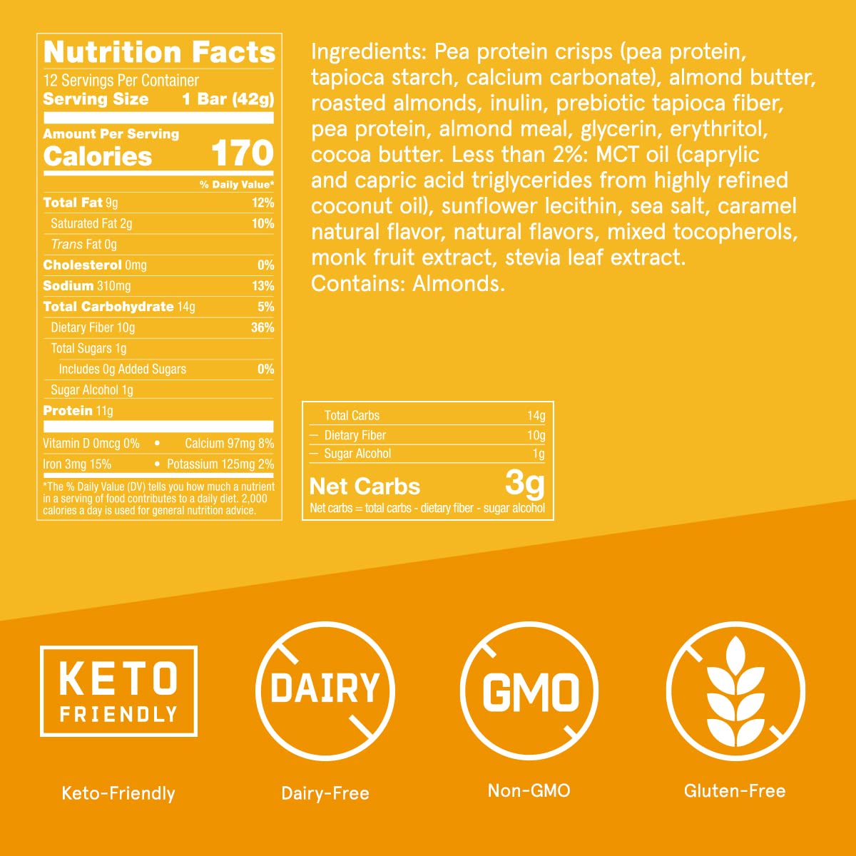 12pk Bulletproof Salted Caramel Protein Crisp Bars - High Protein, Low Sugar Option