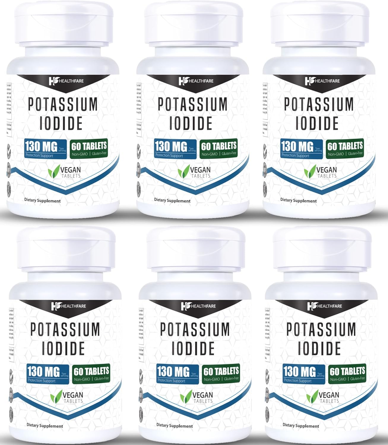 130 mg Potassium Iodide Fast-Dissolving Tablets - 360 Tablets (6 Pack) - Ki Pills with Long Shelf Life - Non-GMO - Healthfare