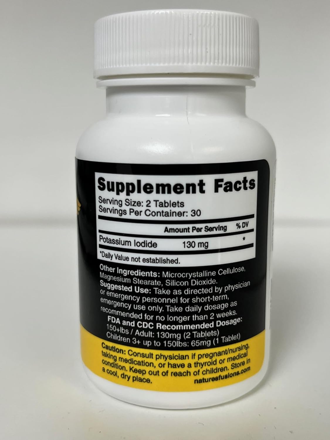 130 mg Potassium Iodide Tablets (60 Tablets) by Nature's Fusions - Thyroid Support Supplement