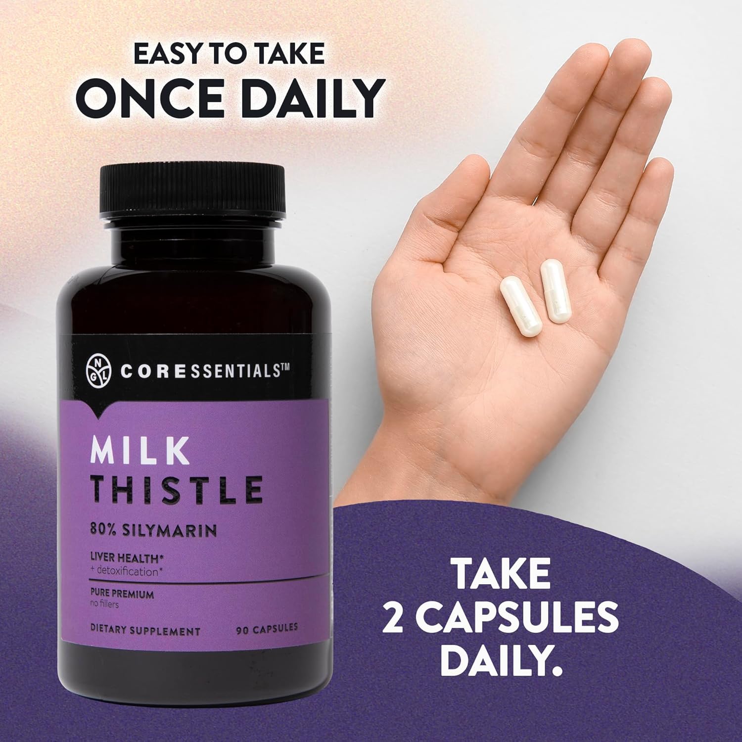 1300mg Milk Thistle Extract Capsules - 80% Silymarin for Liver Support - 90 Capsules, 45 Servings