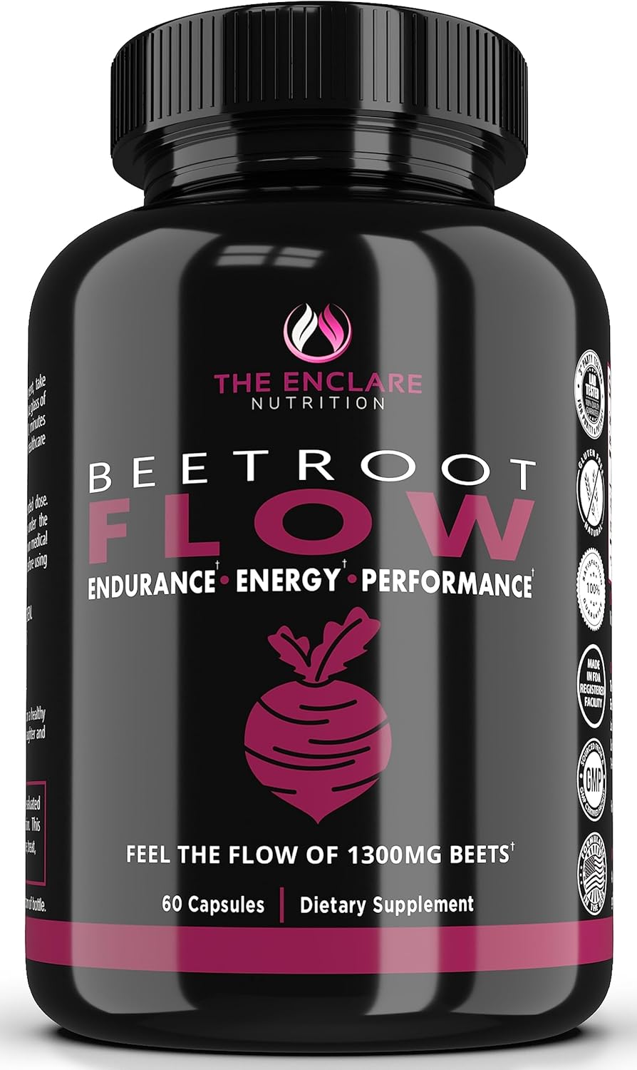 1300mg Organic Beet Root Capsules for Nitric Oxide Production & Heart Health - USA Non-GMO Beetroot Supplement