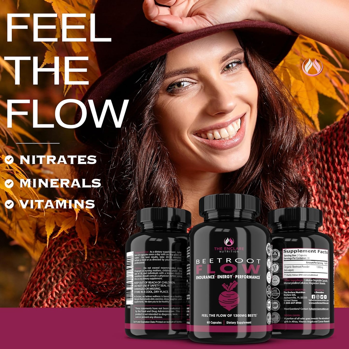 1300mg Organic Beet Root Capsules for Nitric Oxide Production & Heart Health - USA Non-GMO Beetroot Supplement
