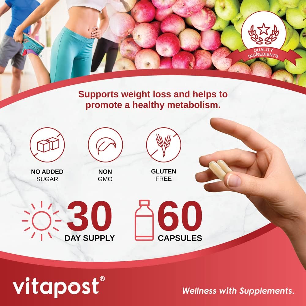 1300mg Pure Apple Cider Vinegar Capsules - Natural Fermented Concentrate - No Harsh Taste - 60 Capsules