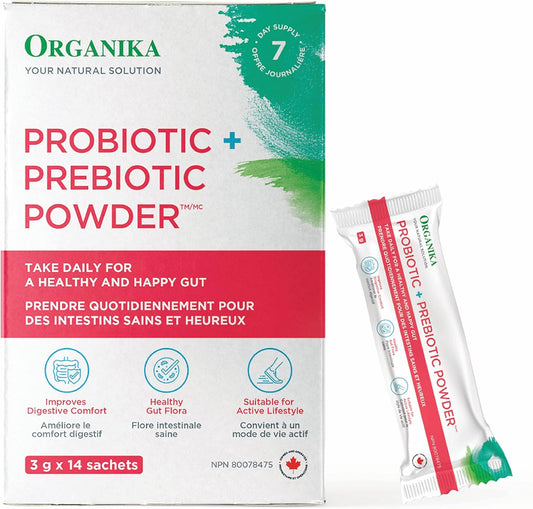 14 Count ORGANIKA Probiotic & Prebiotic Powder Sachets - 3 GR Each