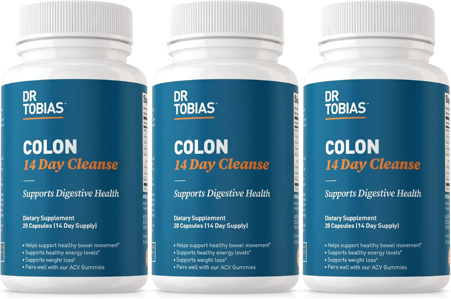 14-Day Advanced Gut Cleanse Detox with Probiotics for Women & Men, Non-GMO Colon Cleanse - 3 Bottles of 28 Capsules