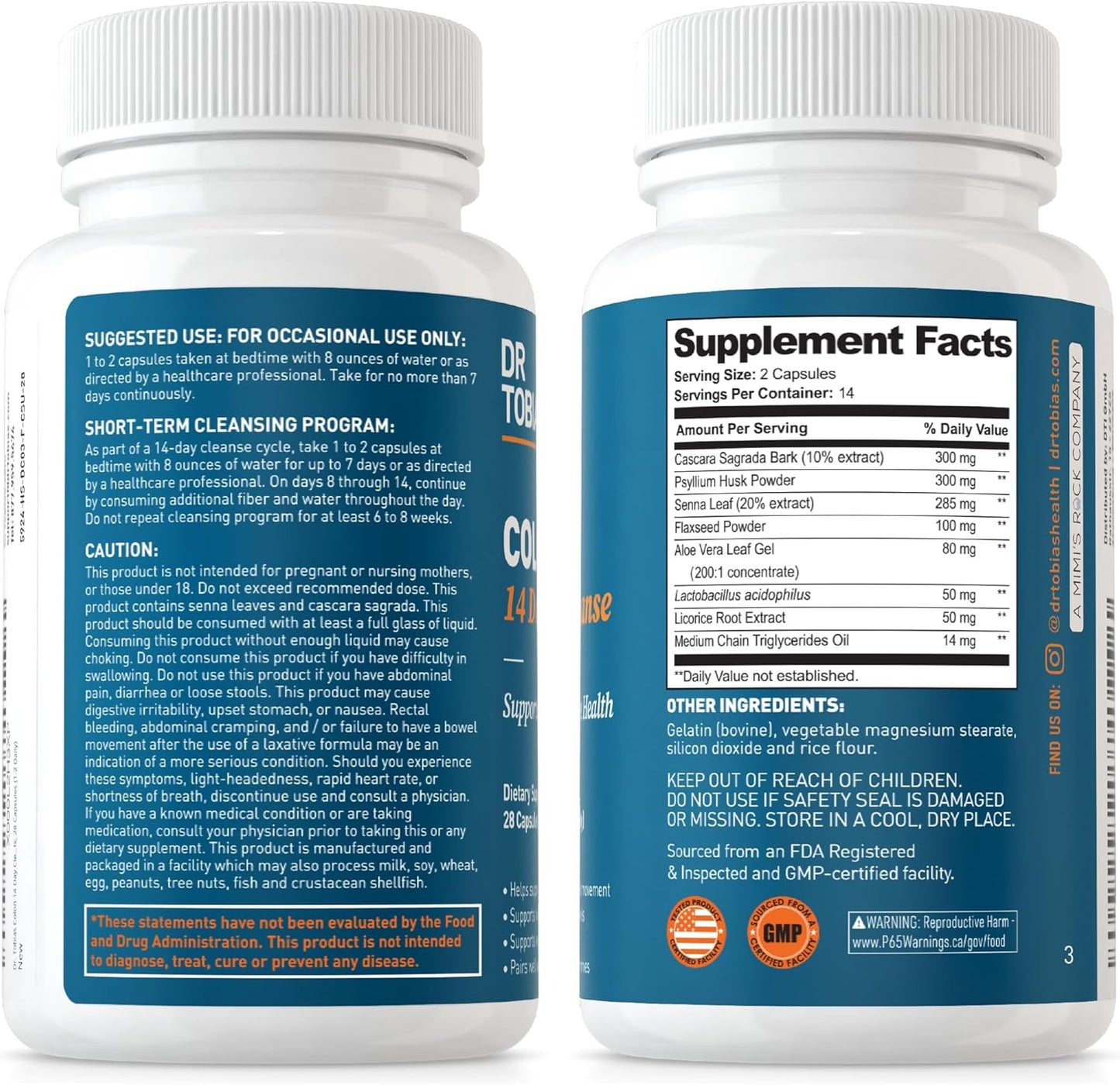 14-Day Advanced Gut Cleanse Detox with Probiotics for Women & Men, Non-GMO Colon Cleanse - 3 Bottles of 28 Capsules