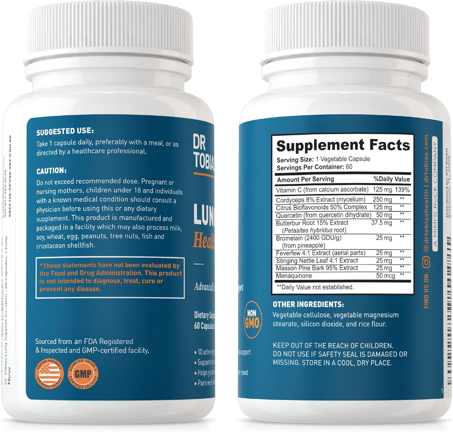 14-Day Colon Cleanse & Lung Health Supplements with Fiber, Herbs, Probiotics, Vitamin C - Gut and Lung Support - Non-GMO