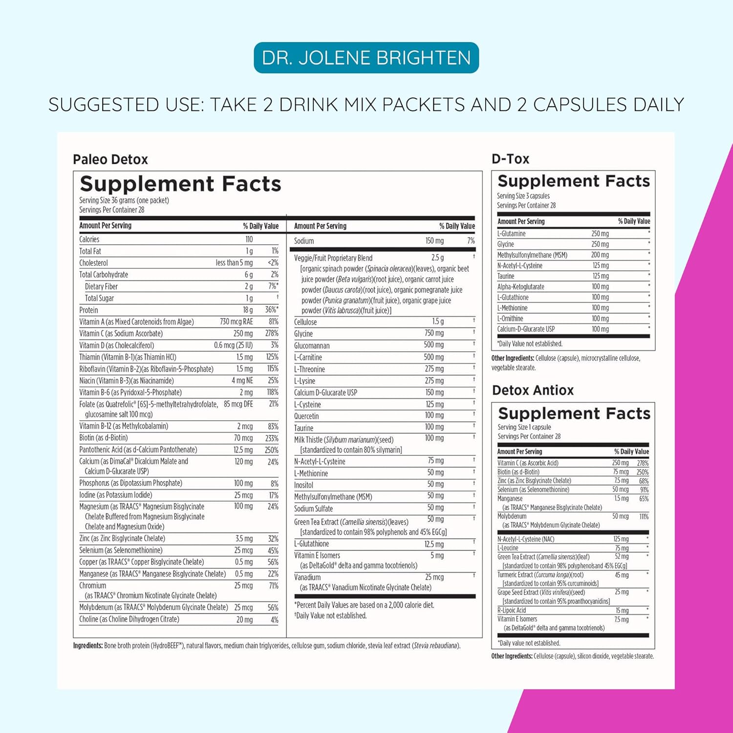 14-Day Dr. Brighten Paleo Detox + Antioxidant Supplement Kit for Natural Cellular Defense and Detoxification