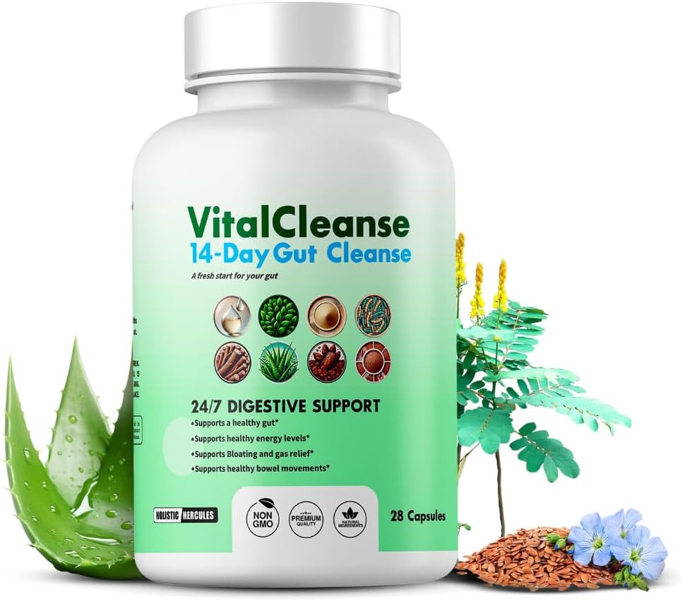 14-Day Holistic Hercules Vital Cleanse for Gut & Colon Support - Deeply Refreshing Revitalizing Cleanse