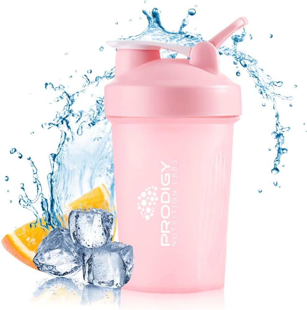14 oz Pink Prodigy Nutrition Labs Shaker Bottle for Protein Shakes & Pre Workout
