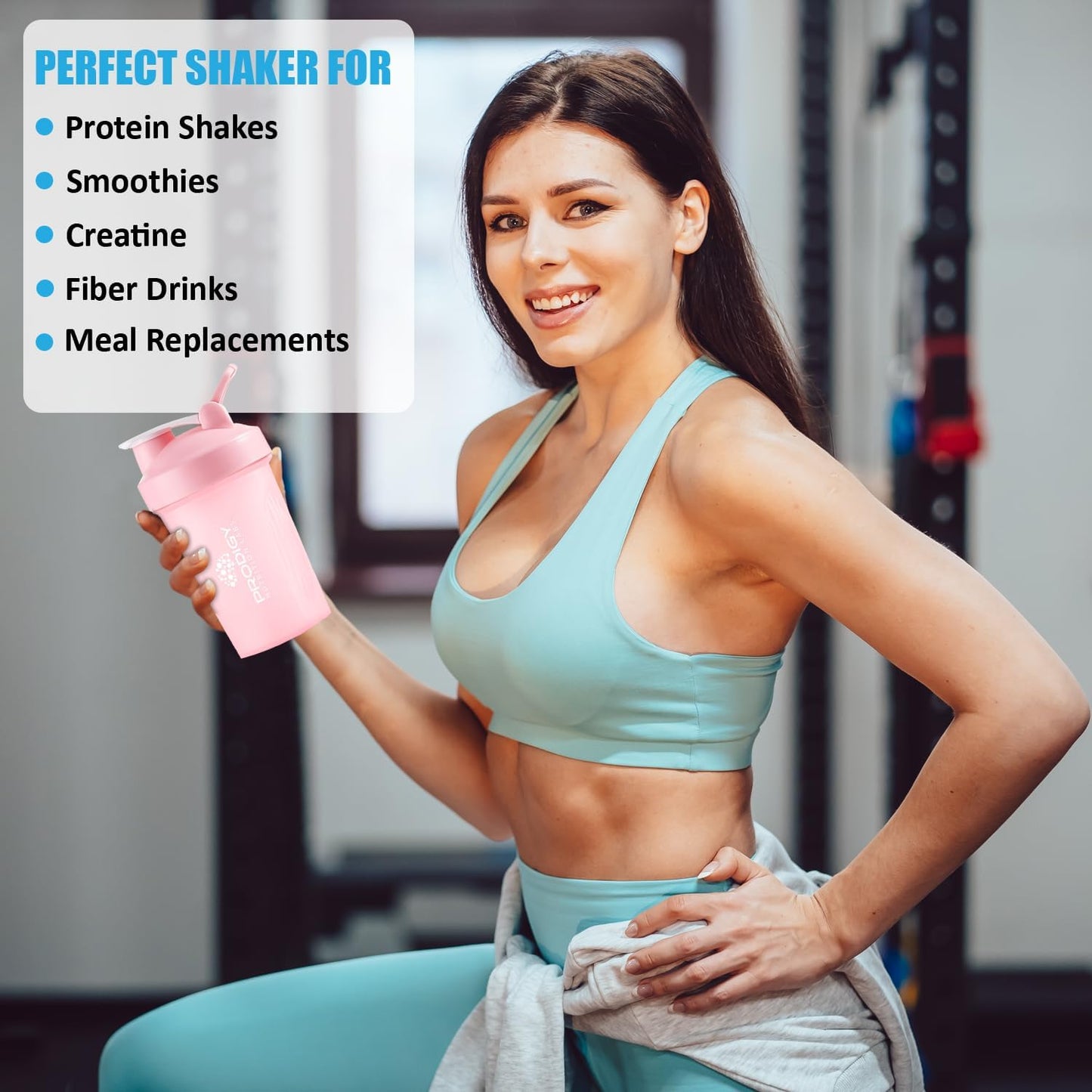 14 oz Pink Prodigy Nutrition Labs Shaker Bottle for Protein Shakes & Pre Workout