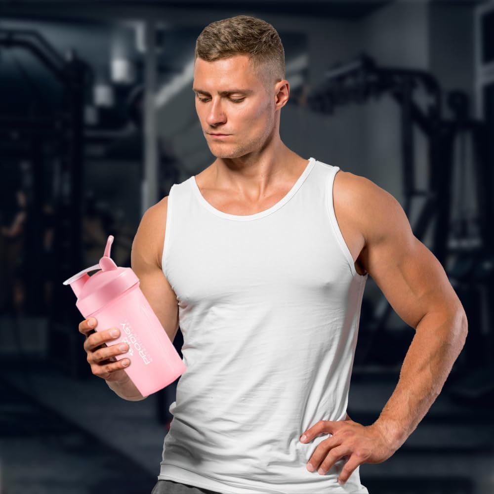 14 oz Pink Prodigy Nutrition Labs Shaker Bottle for Protein Shakes & Pre Workout