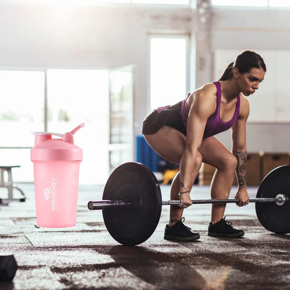 14 oz Pink Prodigy Nutrition Labs Shaker Bottle for Protein Shakes & Pre Workout