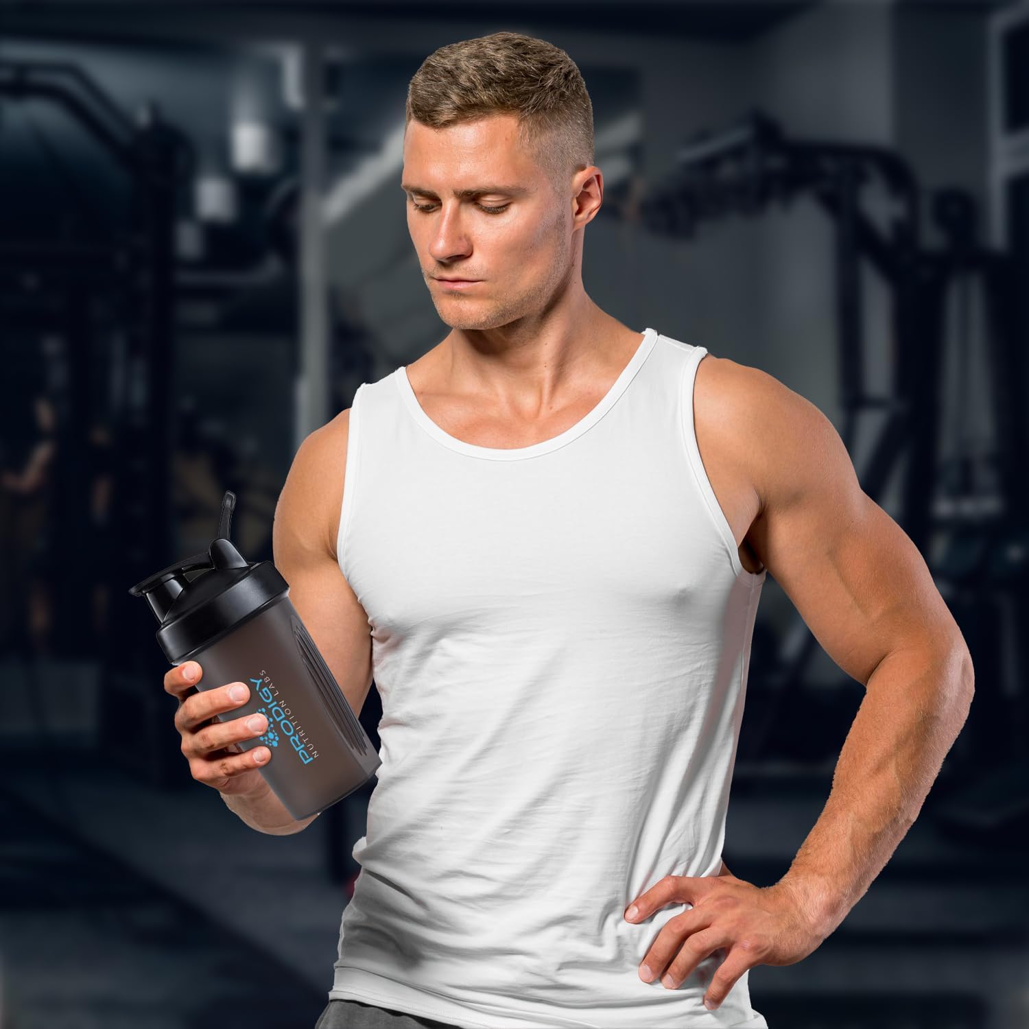 14 oz Prodigy Nutrition Labs Premium Shaker Bottle for Protein Shakes & Pre Workout - Black