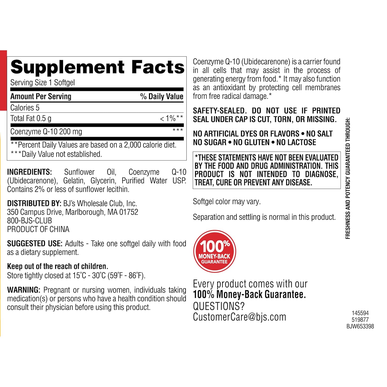 140 Count Berkley Jensen Coq10 Dietary Supplement - 200 mg