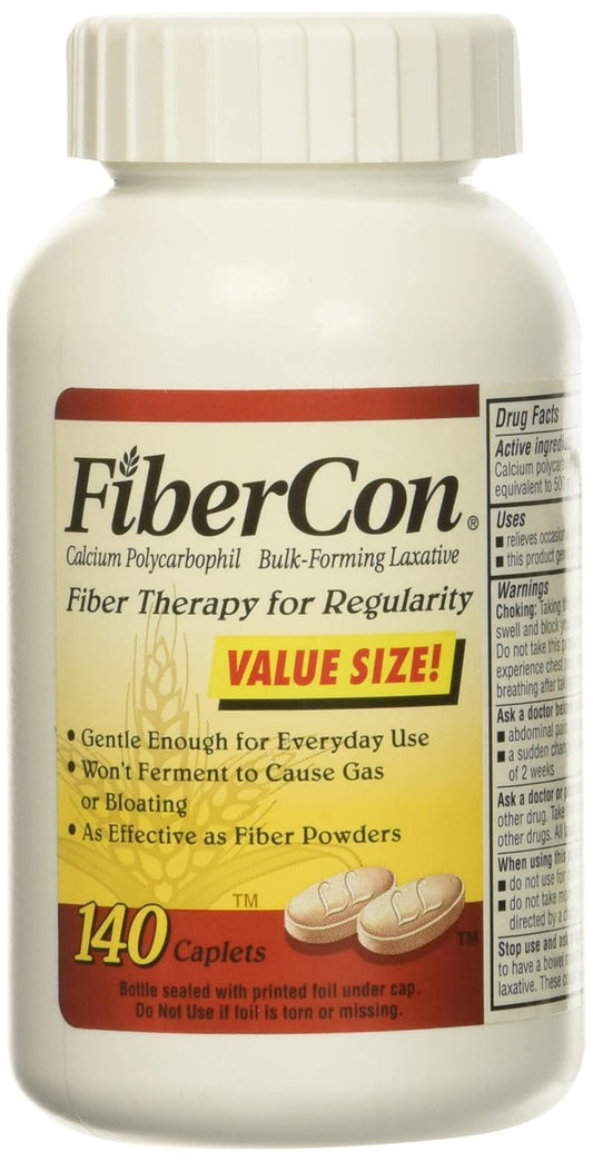 140 Fibercon Caplets for Digestive Regularity - Fiber Therapy Supplement