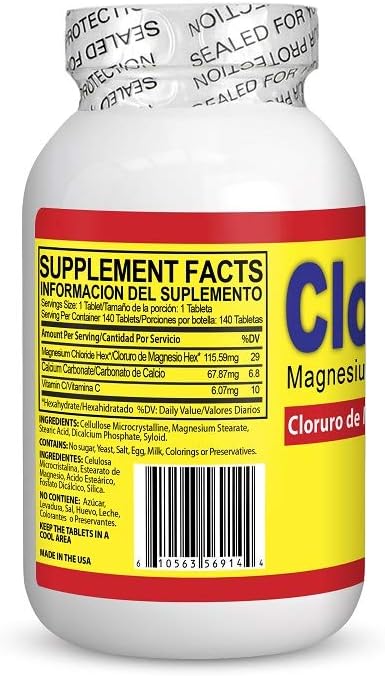 140 Tablets of Magnesium Chloride by Bizzone, Inc. (Cloruro de Magnesio) - Essential Mineral Supplement