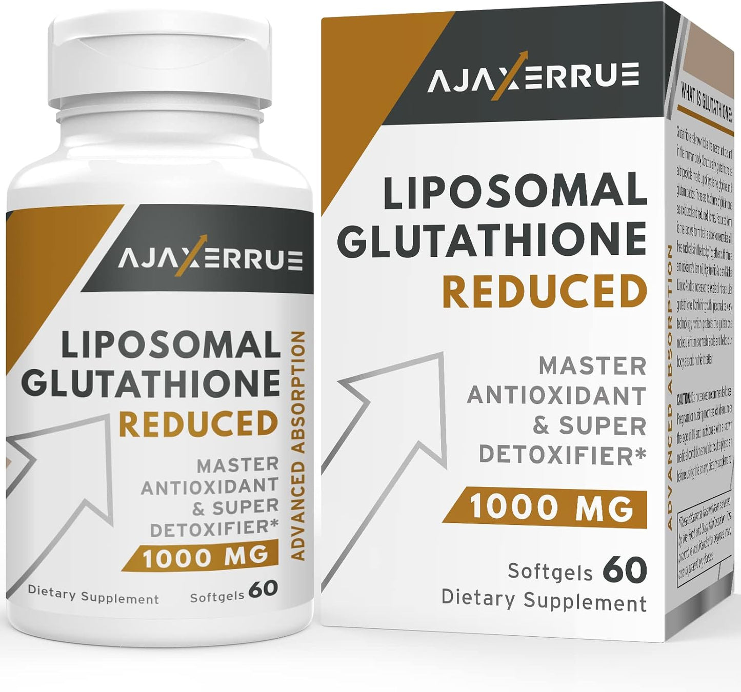 1400 mg Liposomal Glutathione Supplement with Vitamin C and Hyaluronic Acid - Master Antioxidant for Liver, Brain, and Skin Detox